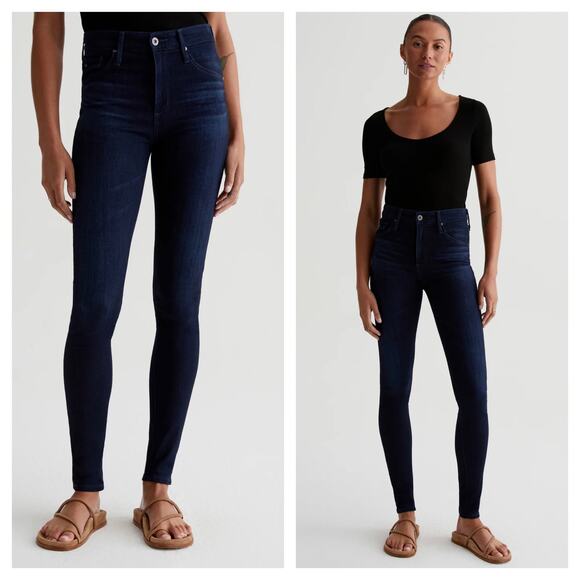 NWOT AG Adriano Goldschmied Farrah Skinny Jeans Size 26R Dark Wash High Rise - Picture 1 of 14